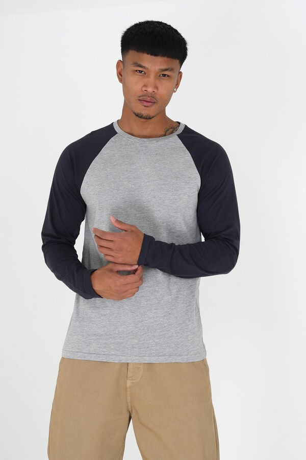 Brave Soul Camisola manga comprida com contraste cinzento