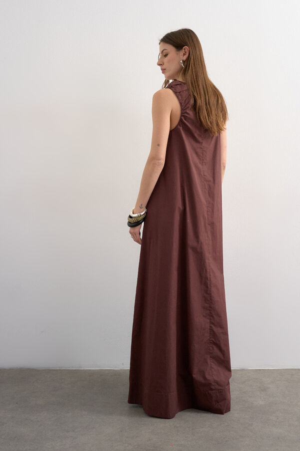 Topshop Vestido comprido de al&ccedil;as franzidas cru
