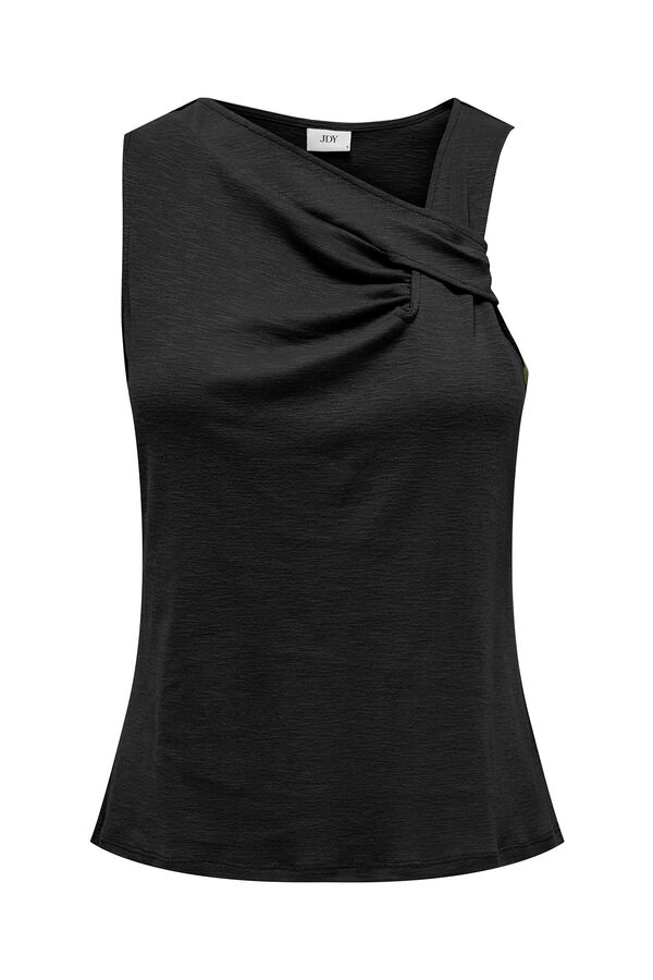 JDY Camiseta sin mangas con drapeado negro