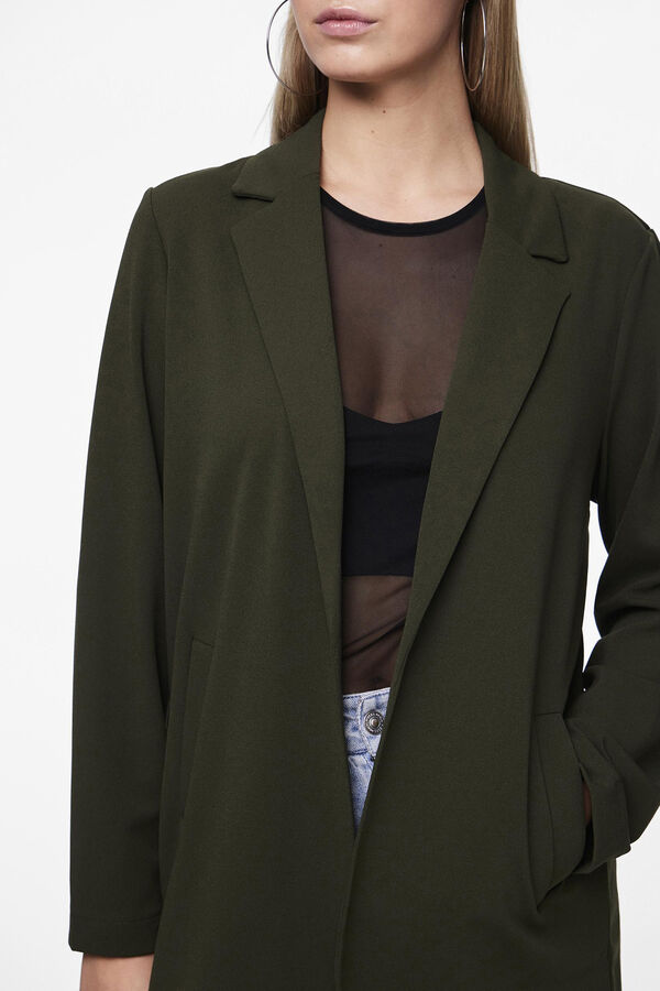 Pieces Casaco 3/4 com decote lapela e sem botões. verde