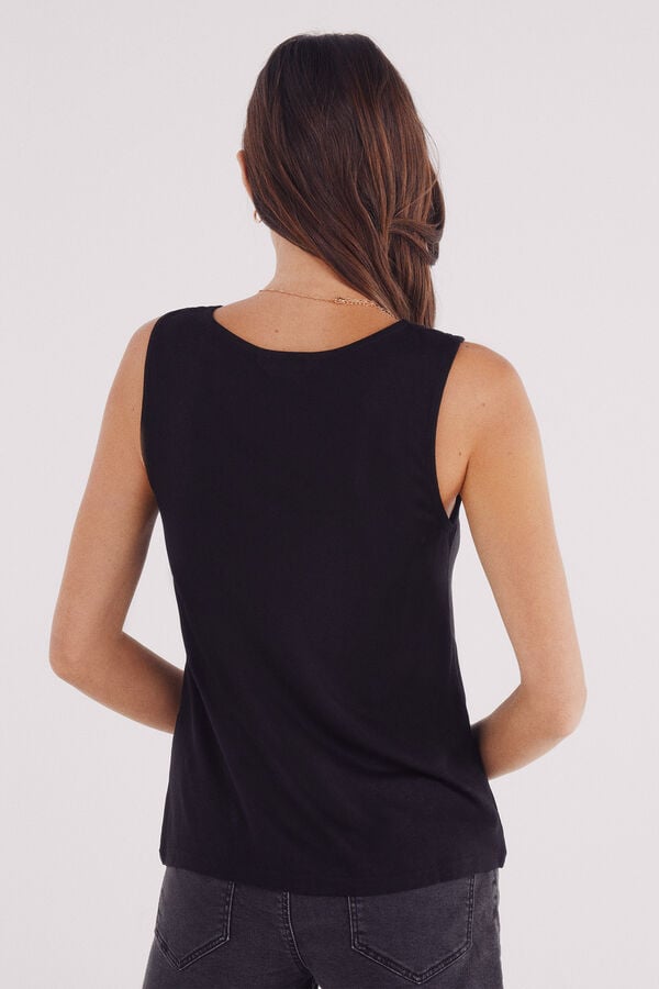 Springfield Camiseta decote com ombros de crochet preto