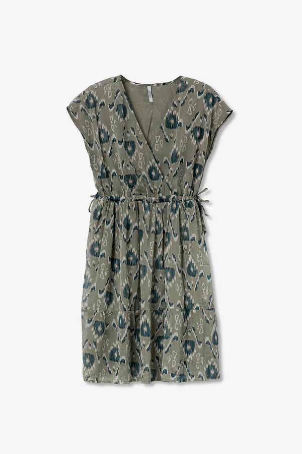 Tiffosi Vestido estampado com folhos verde