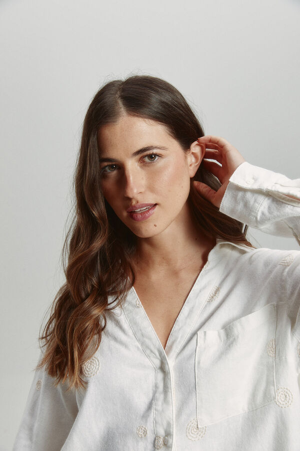 Only Camisa manga comprida de linho  branco