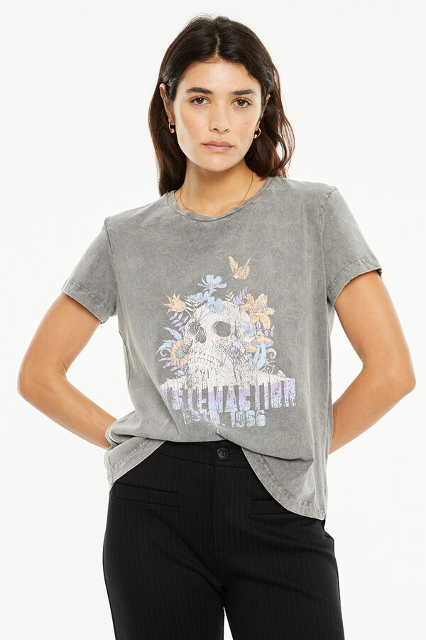System Action Camiseta posicional calavera gris