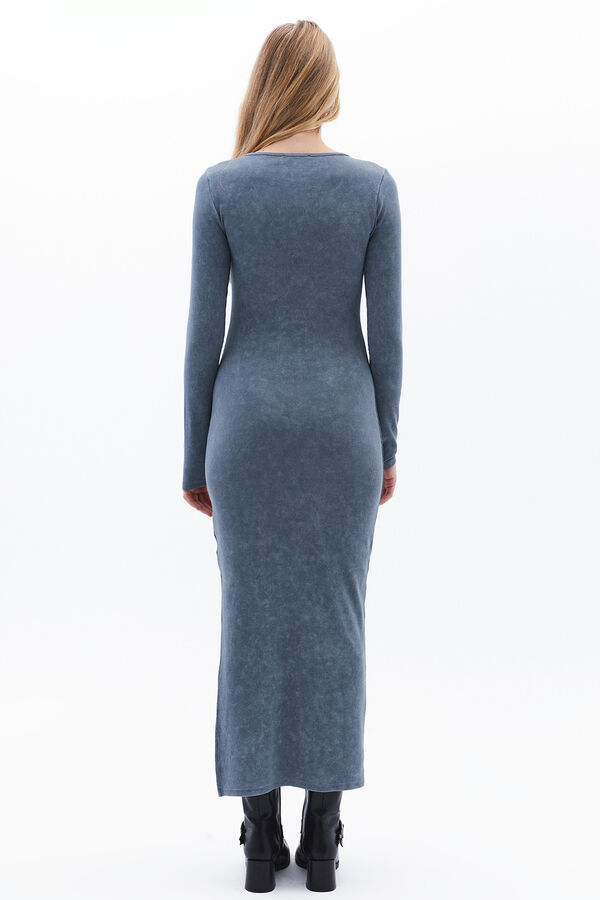 Oxxo Vestido comprido com abertura azul