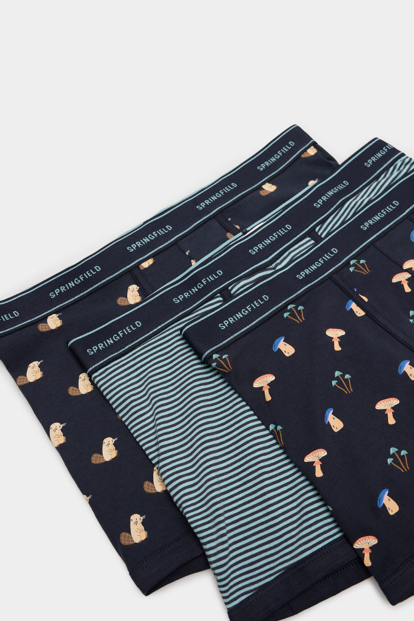 Springfield Pack de 3 boxers com estampado de cogumelo e castor