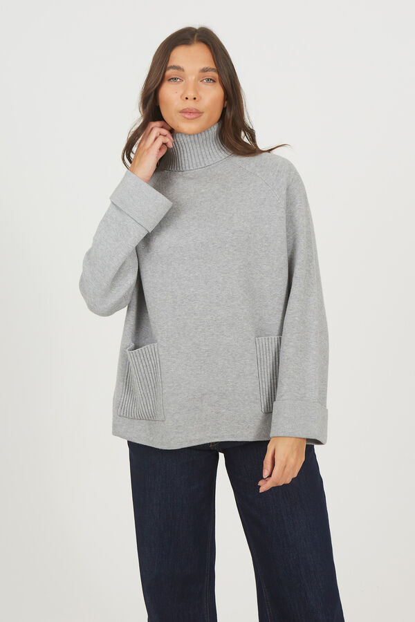 Brave Soul Camisola de malha com dois bolsos cinzento