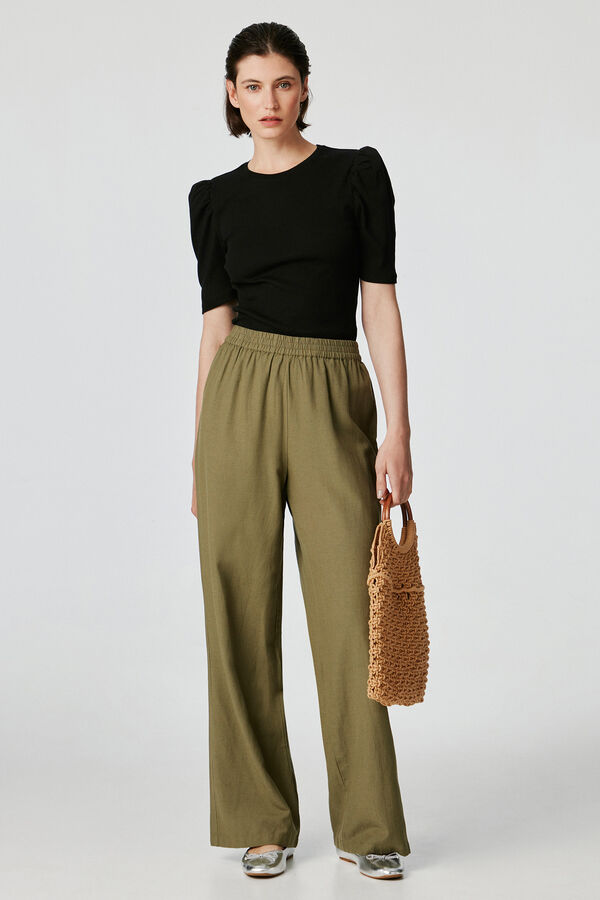 Pieces Pantal&oacute;n largo algod&oacute;n y lino verde
