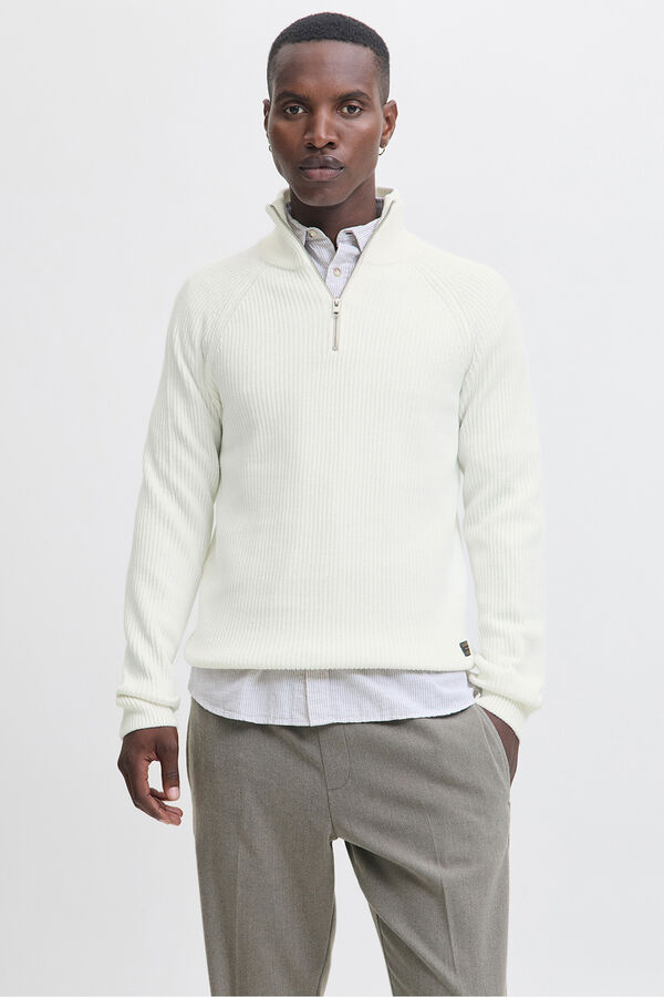 Jack & Jones Jersey cuello cremallera blanco