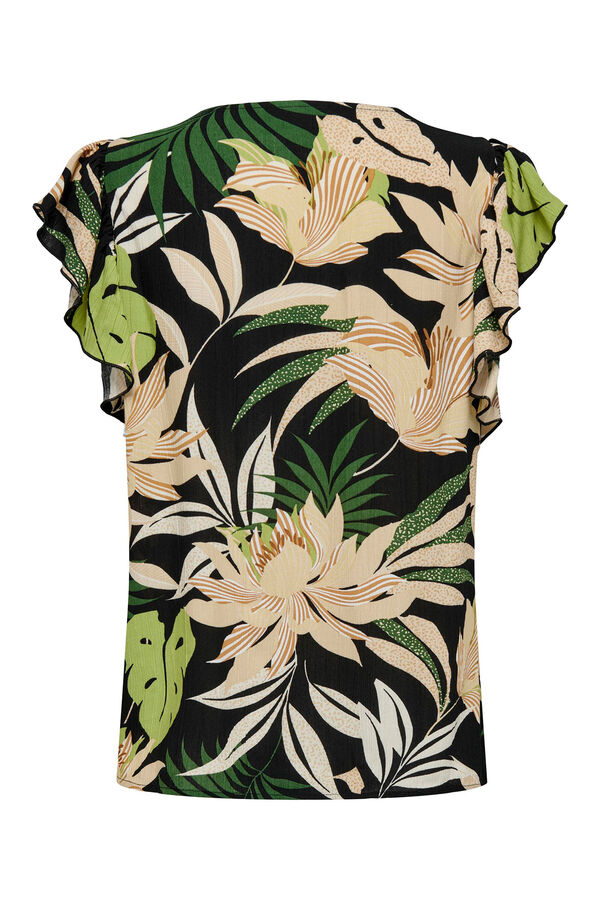 JDY Blusa decote em bico folhos preto