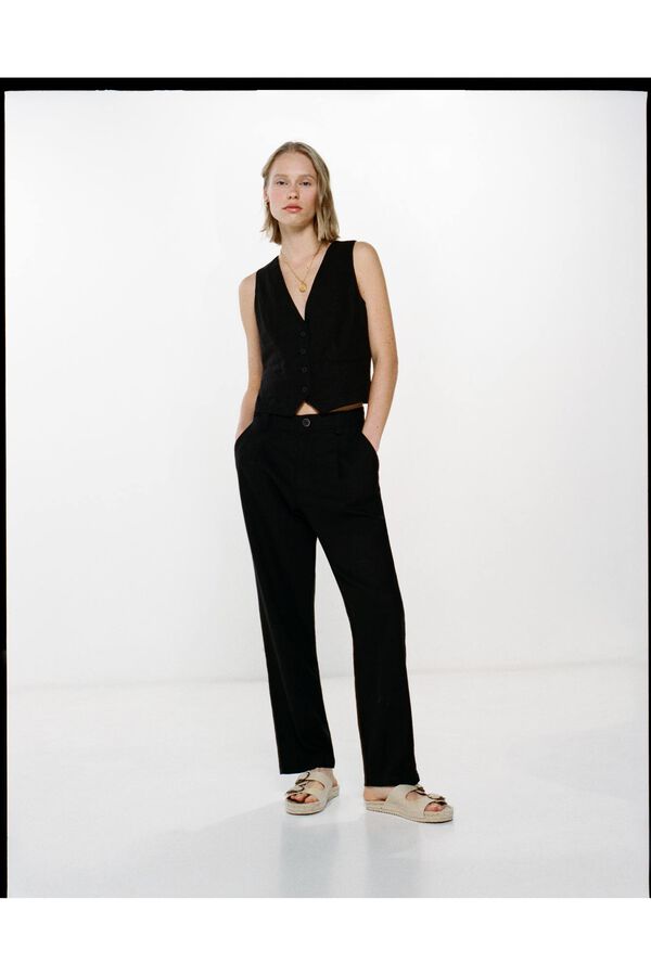 Springfield Chaleco Lino negro