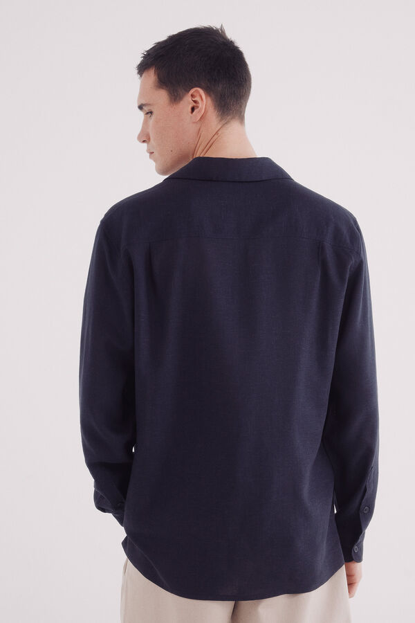 Springfield Camisa polo de linho viscose azul