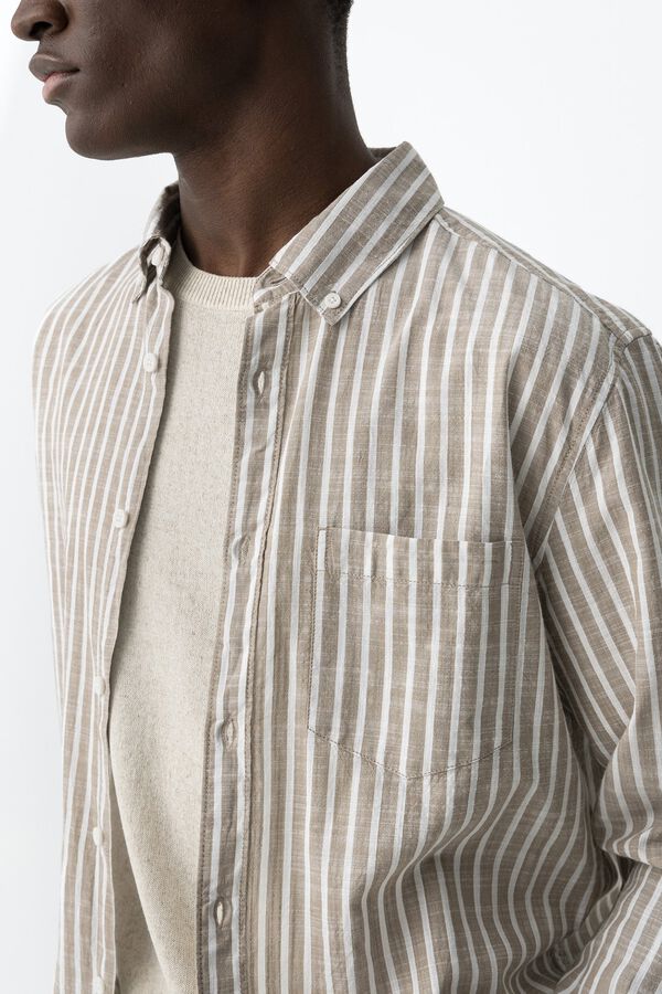 Tiffosi Camisa rayas blancas beige