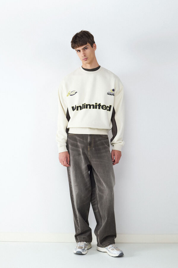 Balmohk Sudadera cuello redondo estampado f&uacute;tbol blanco