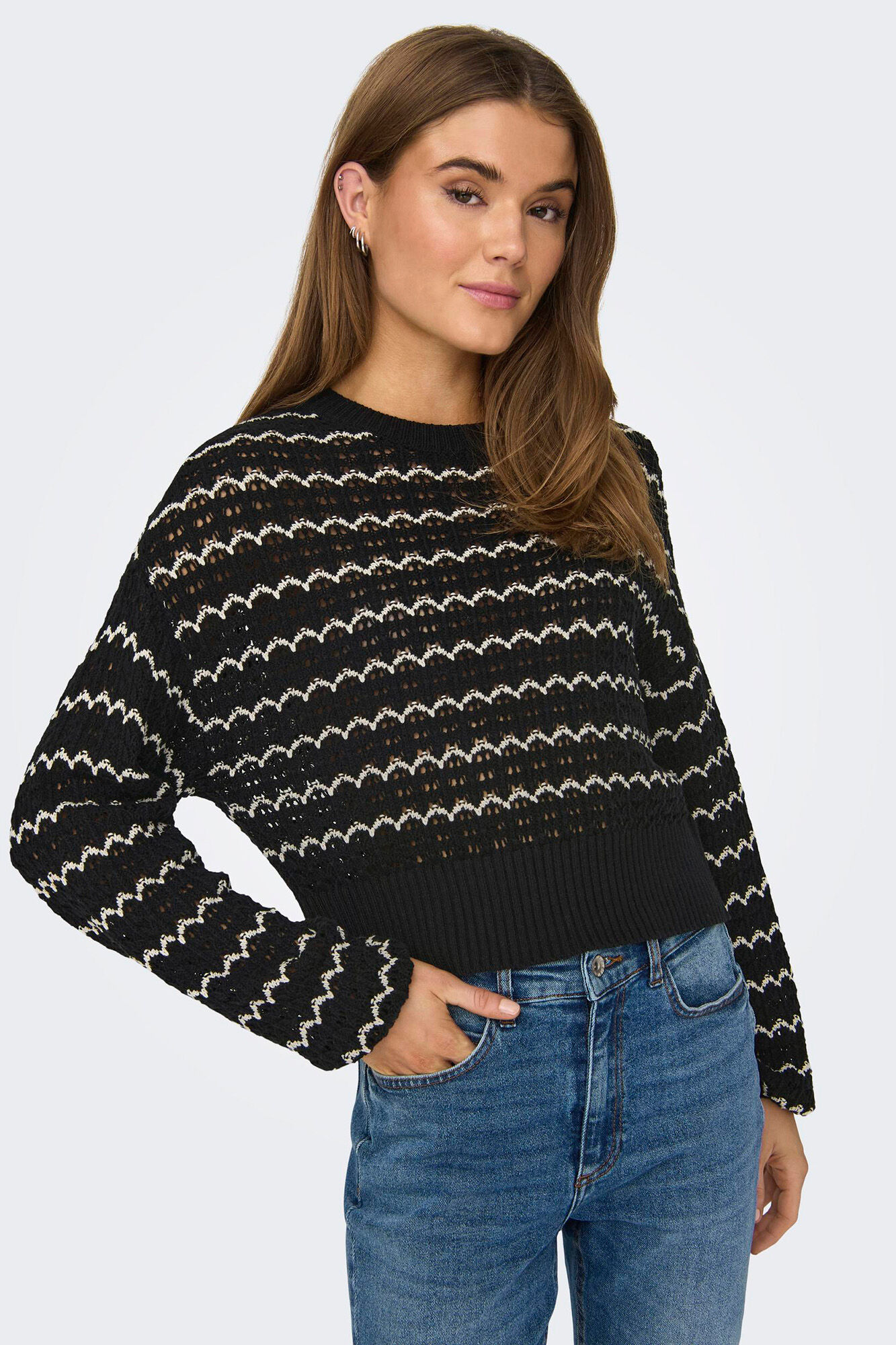 Only Camisola de malha curta canelada