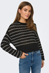 Only Camisola de malha curta canelada preto
