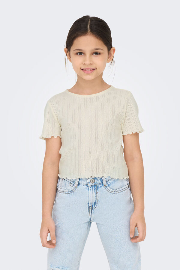 Only Girls Camiseta cropped menina branco