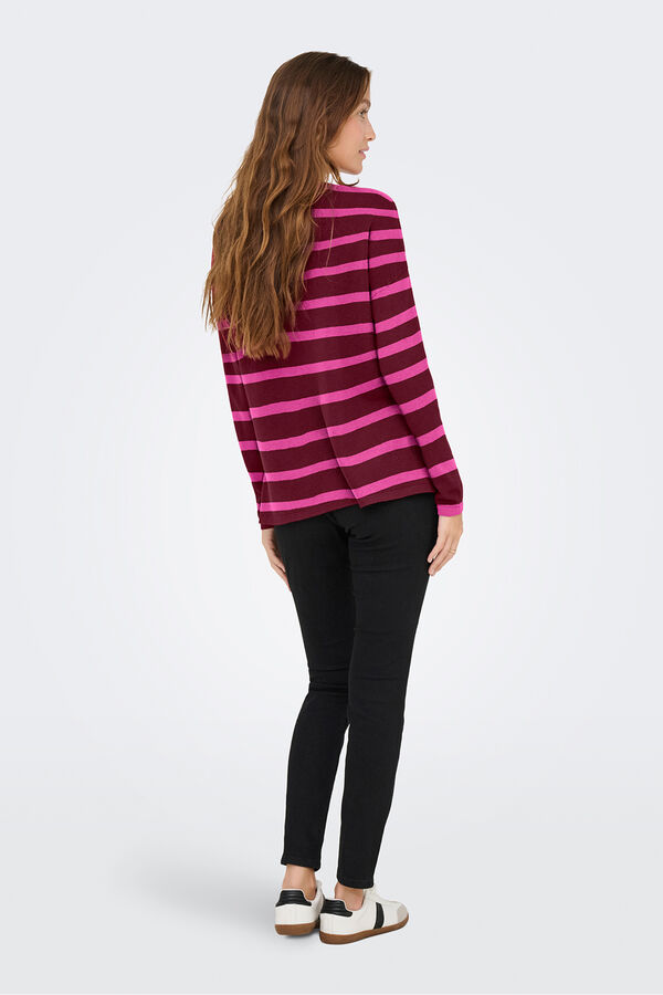 Only Camisola oversized com gola vermelho