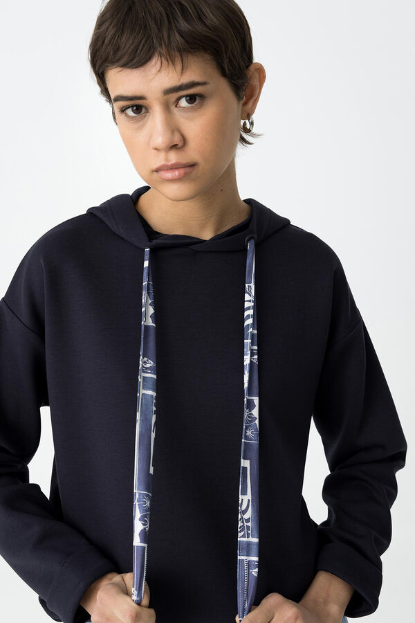 Tiffosi Moletom com capuz estampado com cord&atilde;o azul