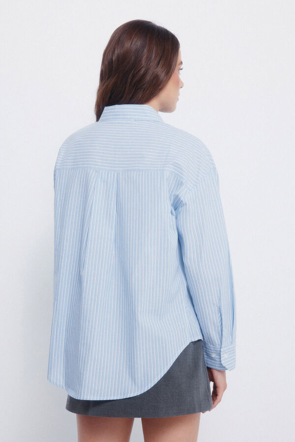 Springfield Camisa oversized bolsillo parche azul