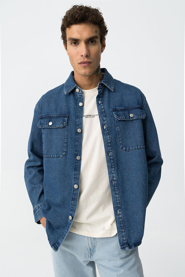 Tiffosi Camisa denim oversized azul
