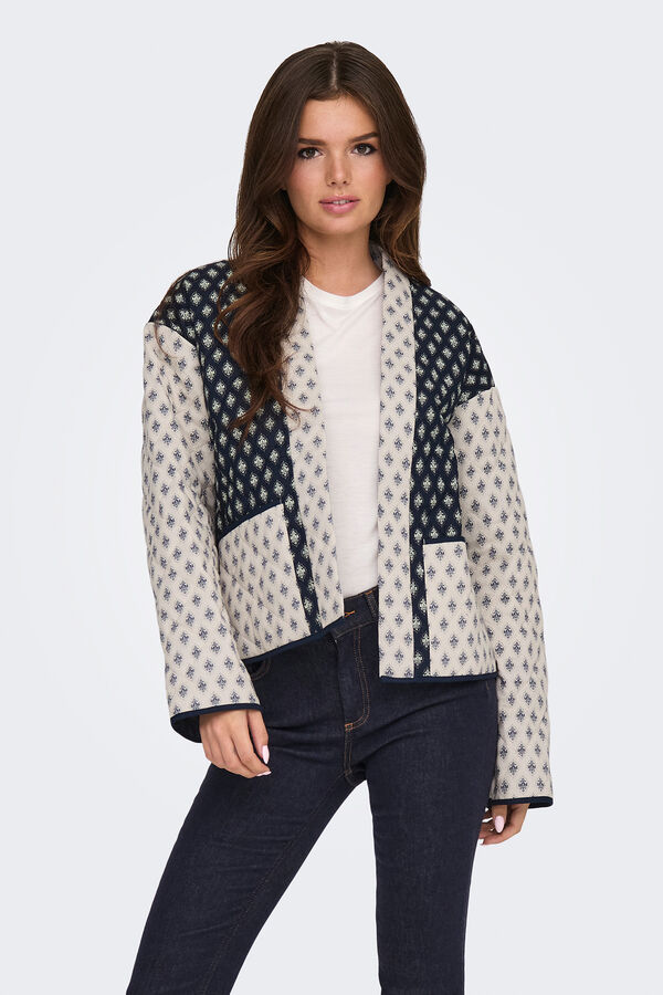 JDY Casaco estampado e acolchoado de manga comprida bege