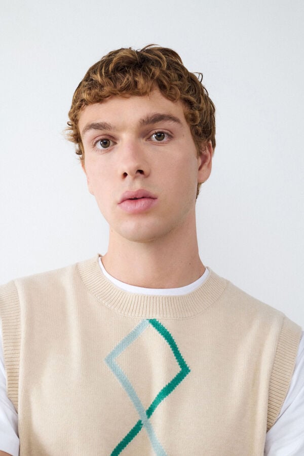 Balmohk Colete geom&eacute;trico de gola redonda bege