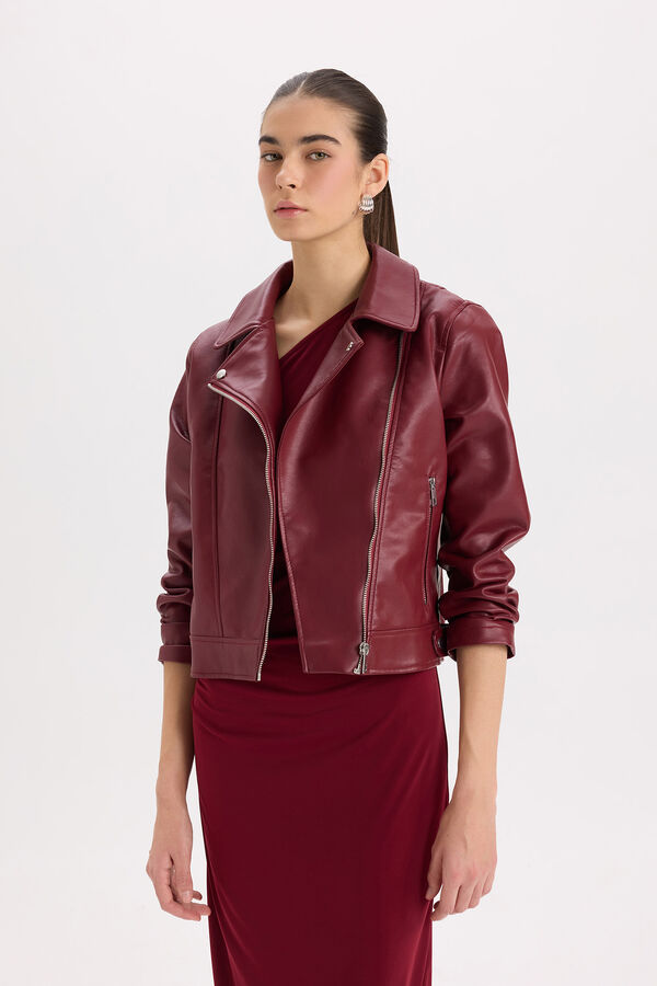 DeFacto Chaqueta biker efecto piel estampado