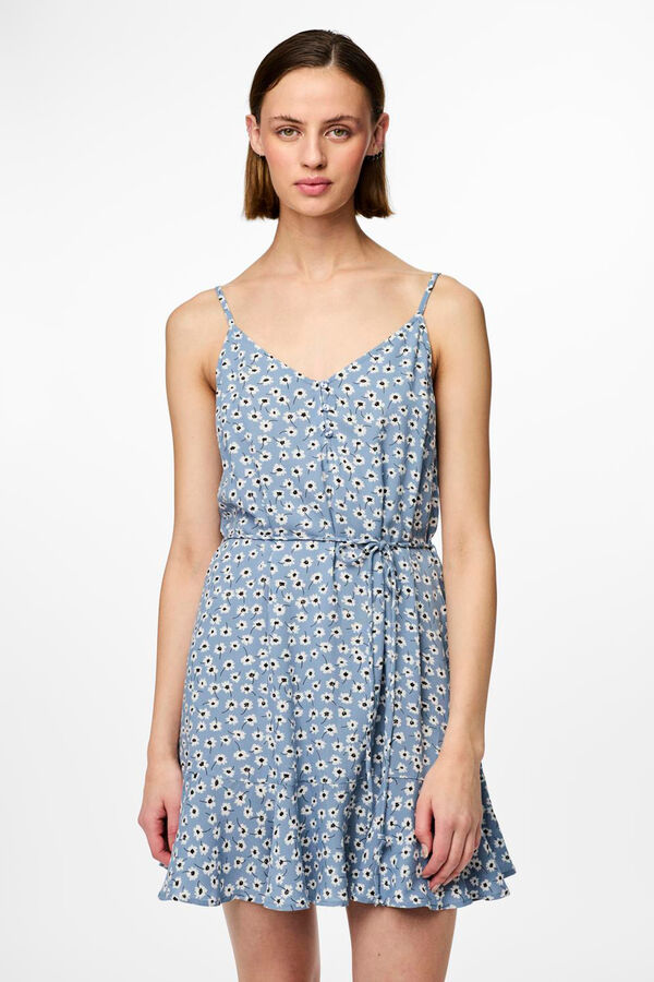 Pieces Vestido corto de tirantes azul