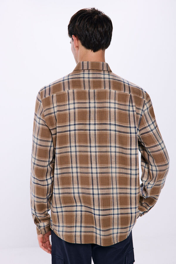 Springfield Camisa r&uacute;stica cuadros nude