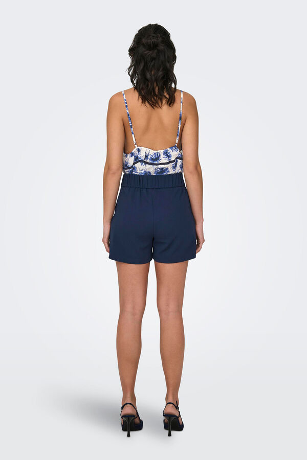 JDY Cal&ccedil;as curtas com el&aacute;stico na cintura e detalhe de bot&otilde;es azul