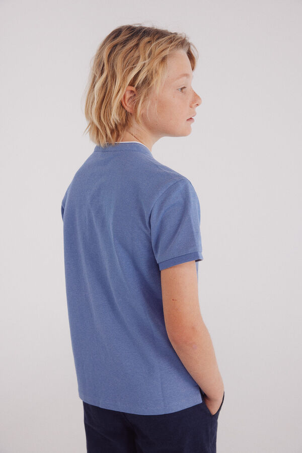 Springfield Kids P&oacute;lo Oxford com gola mao para menino azul