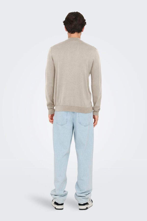 Only & Sons Jersey de hombre cuello mock. Regular fit. gris