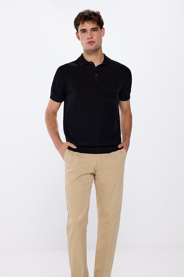 Springfield Jersey cuello polo botones negro