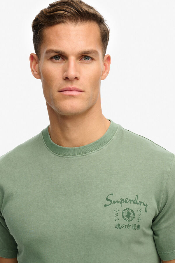 Superdry T-shirt de manga curta com estampado japon&ecirc;s nas costas verde