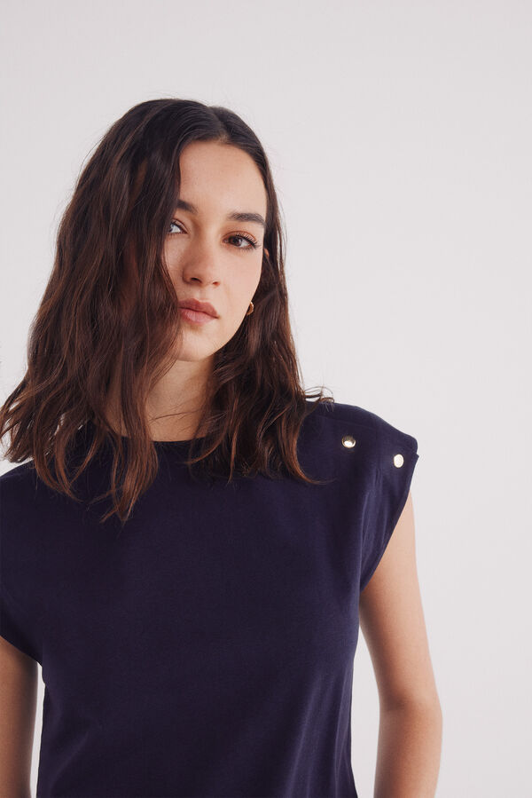 Springfield Camiseta manga ca&iacute;da botones hombro azul