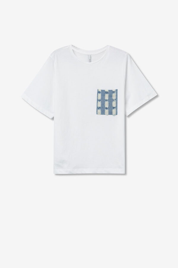 Tiffosi Camiseta con Bolsillo Denim blanco