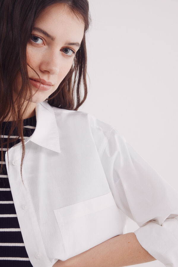 Springfield Camisa oversized de popelina branco