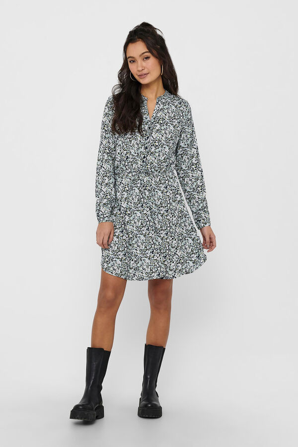 Only Vestido camisero botones azul
