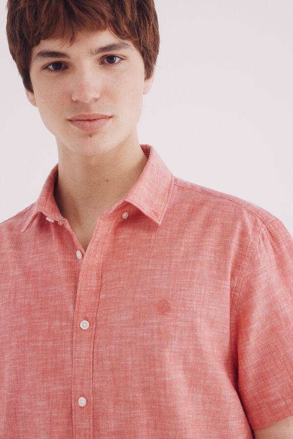 Springfield Camisa manga corta efecto lino rojo