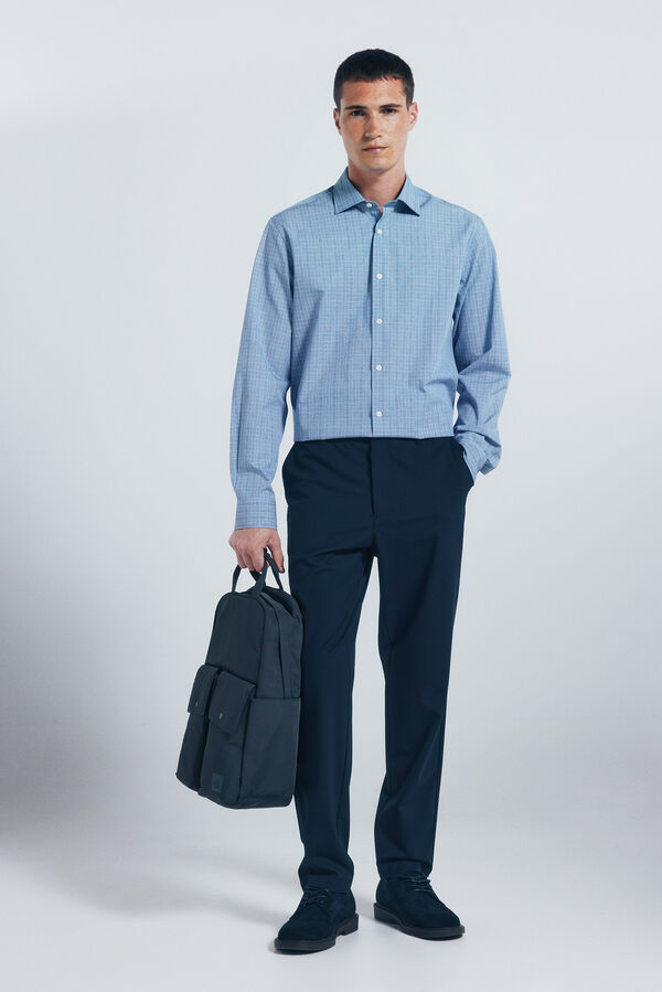 Springfield Camisa popel&iacute;n cuadros azul