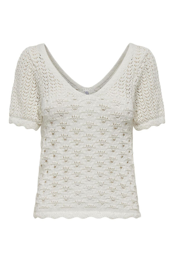 Only Camiseta de punto troquelado blanco