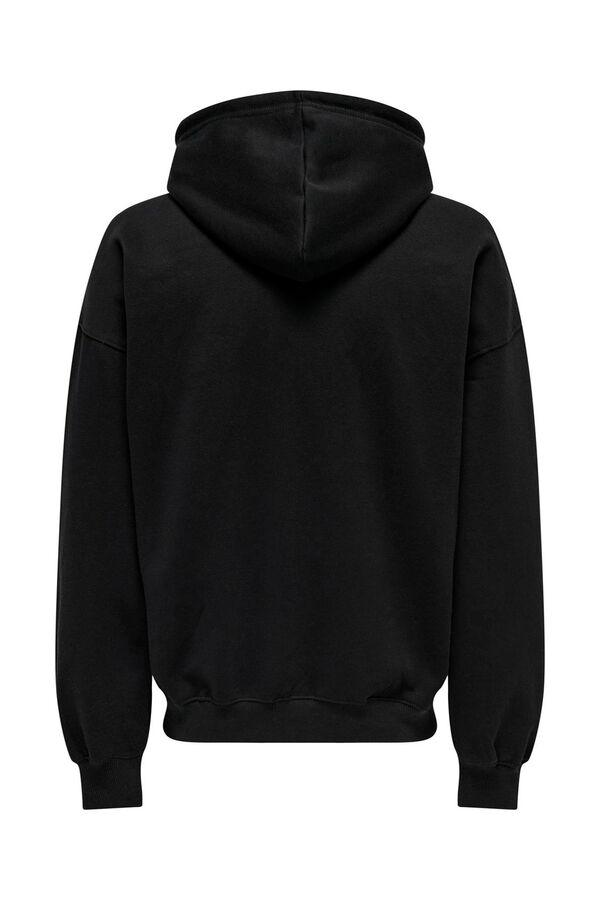 Only & Sons Sudadera relaxed con capucha y dibujo frontal negro
