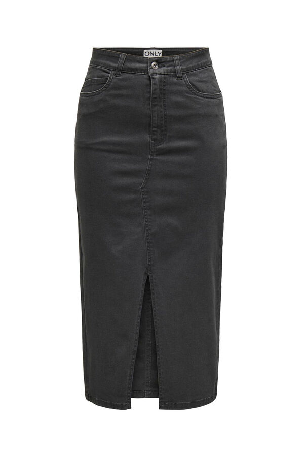 Only Falda midi ajustada de tiro alto negro