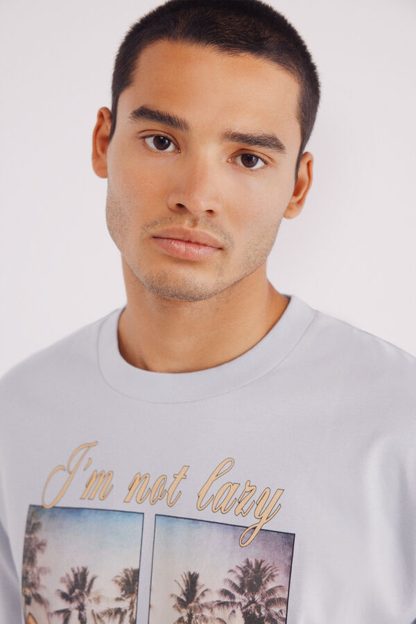 Springfield Camiseta Eu não sou preguiçoso azul