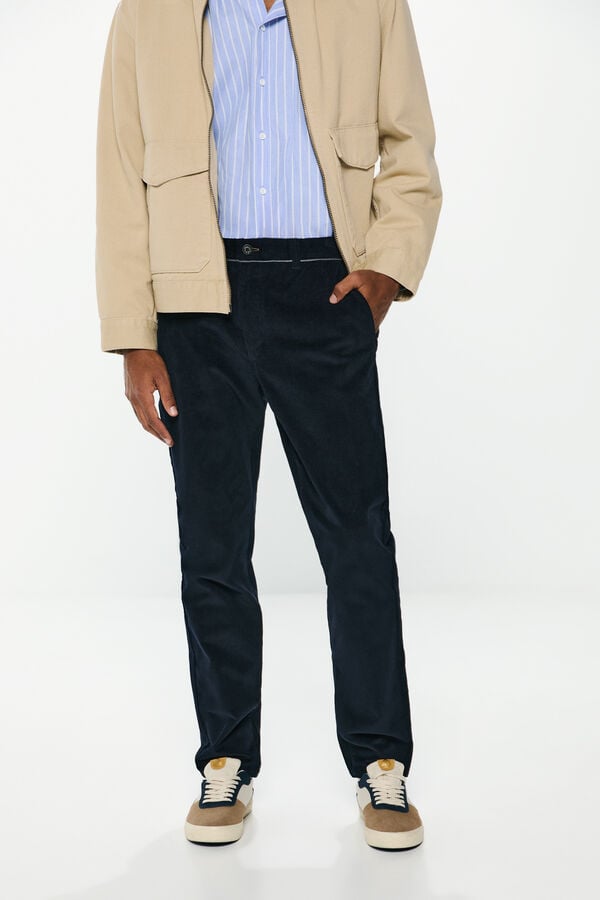 Springfield Cal&ccedil;as de veludo cal&ccedil;as chino com veludo confort&aacute;vel azul