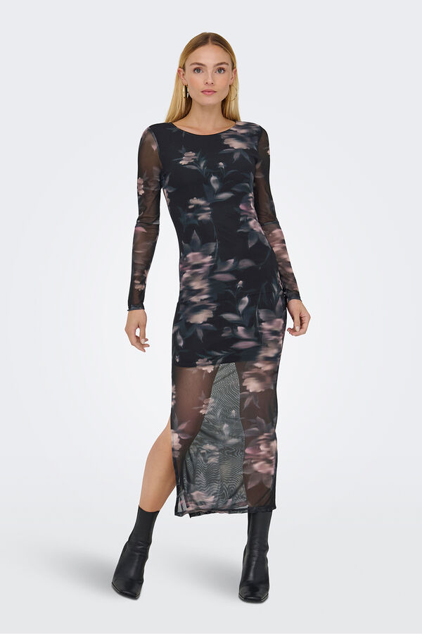 Only Vestido longo semitransparente cinzento