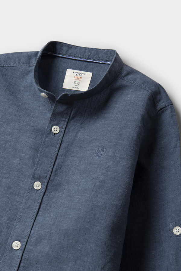 Springfield Kids Camisa linho menino azul