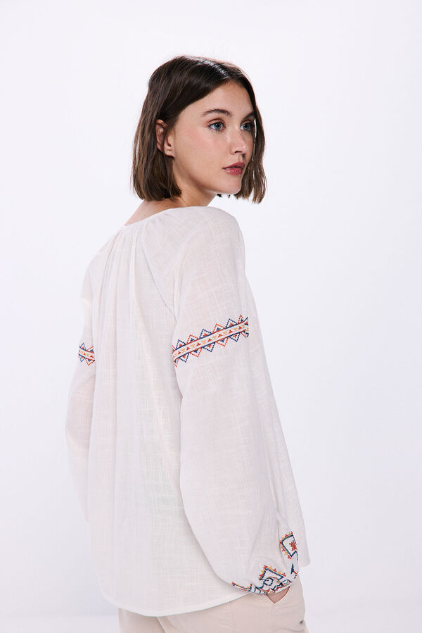 Springfield Blusas bordados multicolor blanco