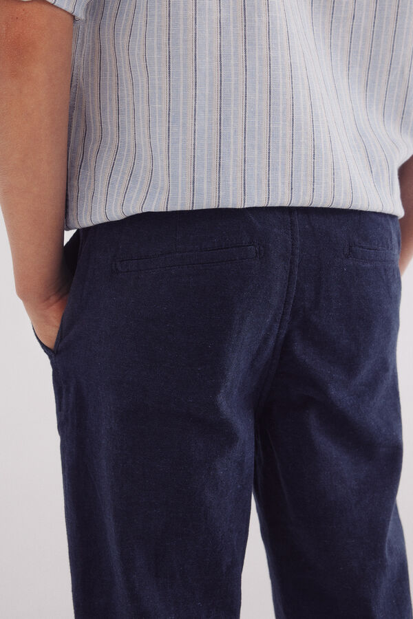 Springfield Kids Pantalon chino lino niño azul